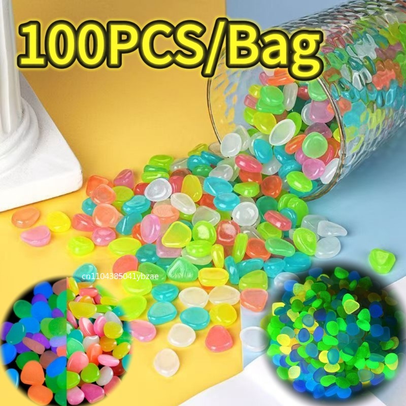 Plant Aquarium Pot - 100-800 adet Karanlıkta Parlayan Çakıl Taşları,